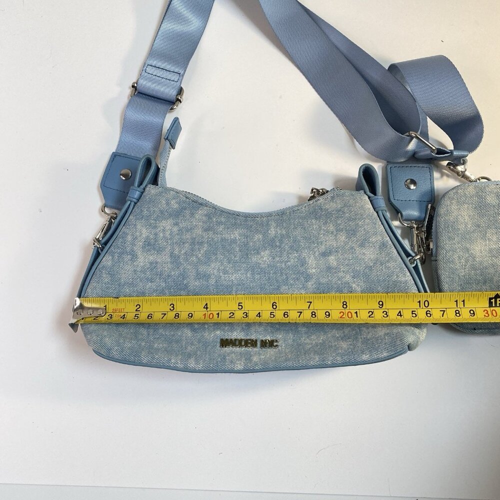 Steve Madden NYC Women's Crossbody Handbag Purse Chain Strap Pouch - Denim - Picture 4 of 13